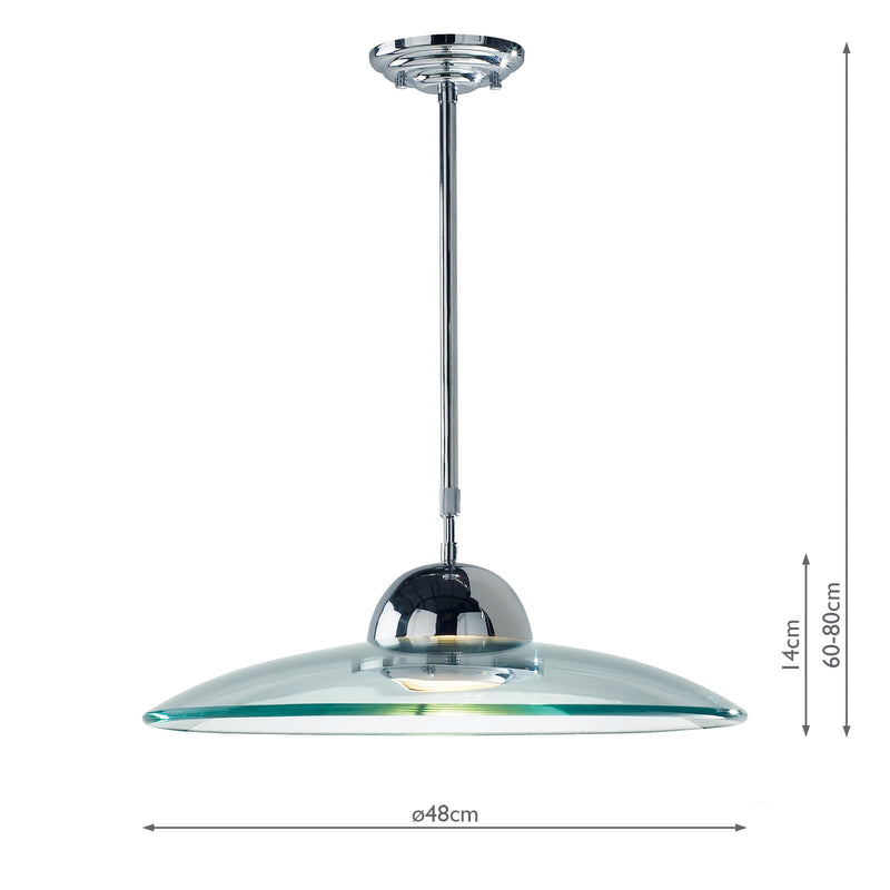Dar Lighting Hemisphere Pendant Polished Chrome and Clear Glass • HEM8650