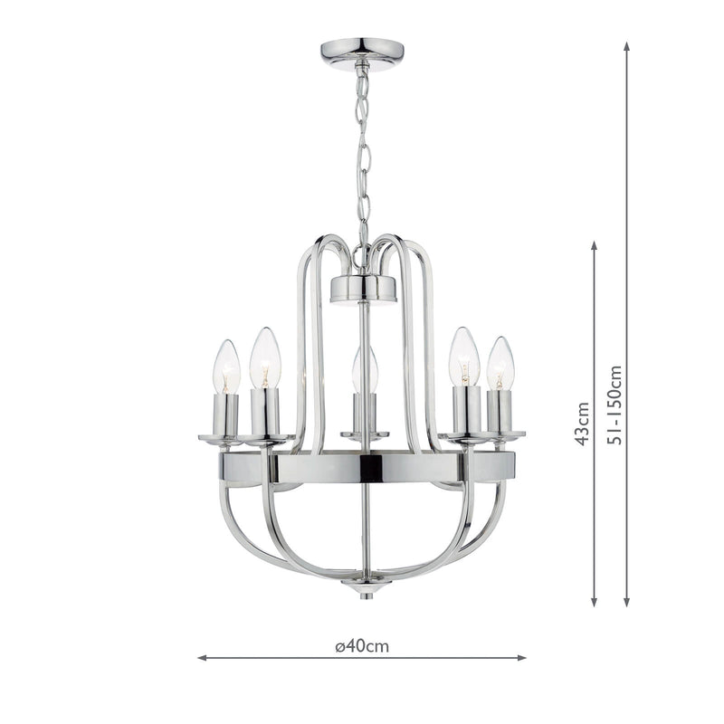 Dar Lighting Heythrope 5 Light Pendant Polished Nickel • HEY0538
