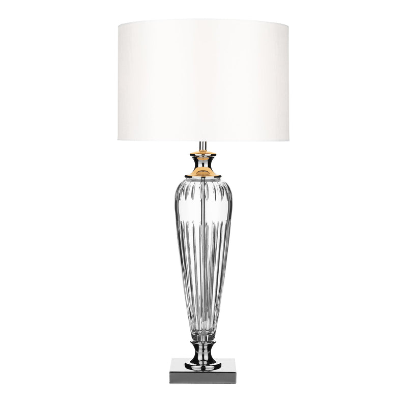 Dar Lighting Hinton Table Lamp Polished Chrome Crystal With Shade • HIN4208
