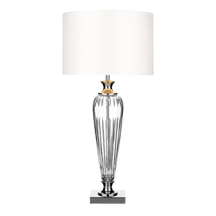 Dar Lighting Hinton Table Lamp Polished Chrome Crystal With Shade • HIN4208
