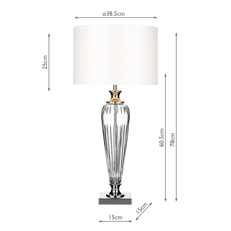 Dar Lighting Hinton Table Lamp Polished Chrome Crystal With Shade • HIN4208