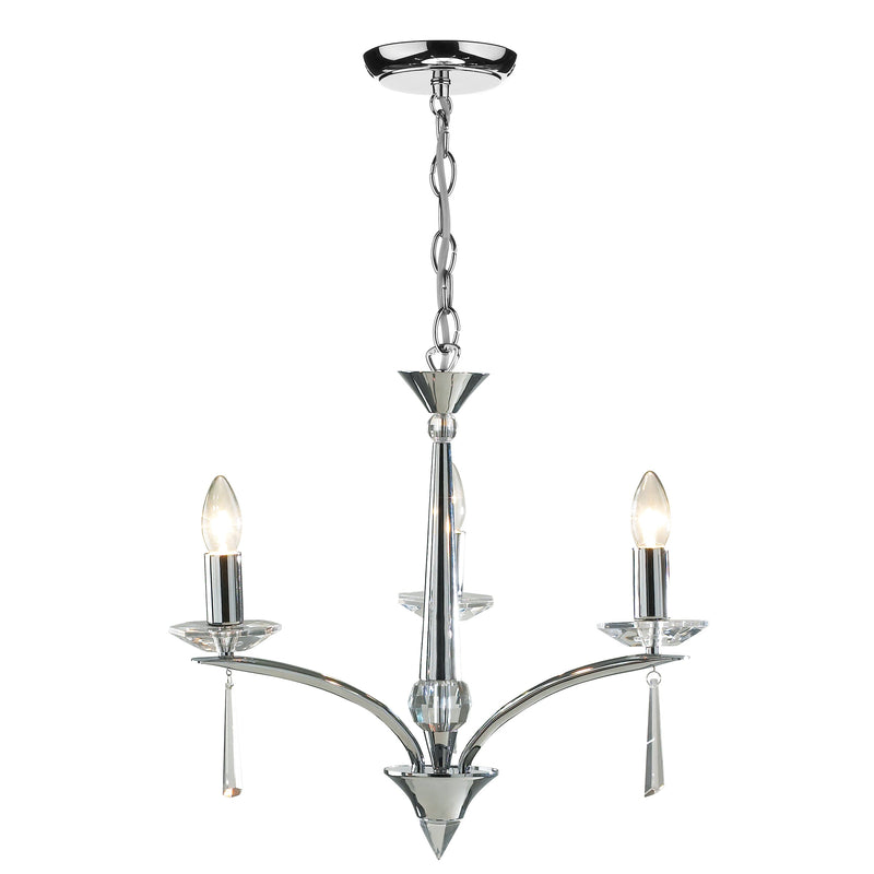 Dar Lighting Hyperion 3 Light Dual Mount Pendant Polished Chrome Crystal • HYP0350
