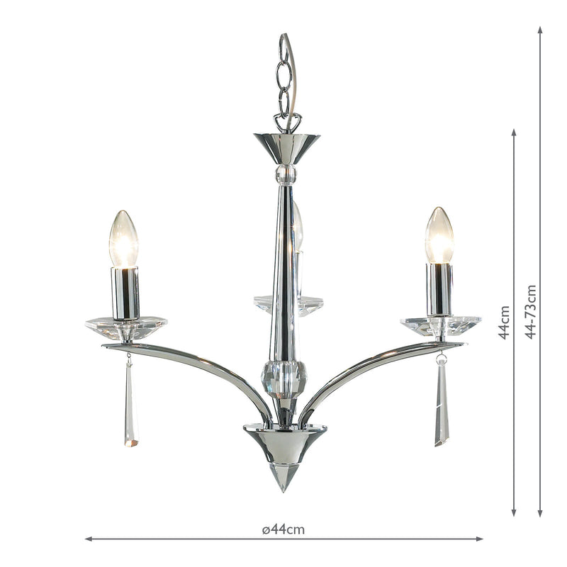 Dar Lighting Hyperion 3 Light Dual Mount Pendant Polished Chrome Crystal • HYP0350
