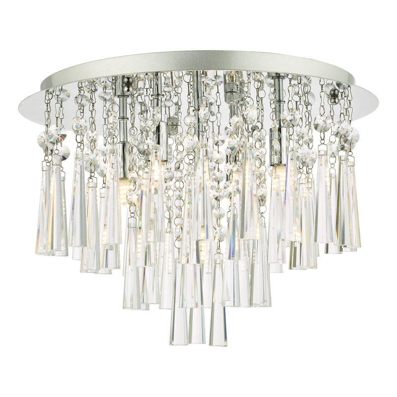 Dar Lighting Iclyn 5 Light Flush Polished Chrome Crystal • ICL5450