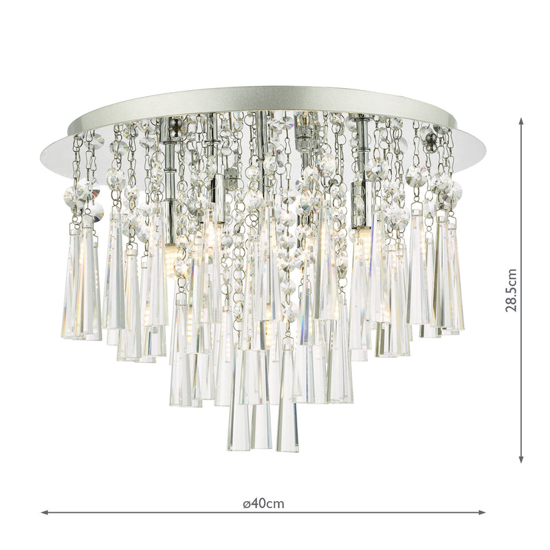 Dar Lighting Iclyn 5 Light Flush Polished Chrome Crystal • ICL5450