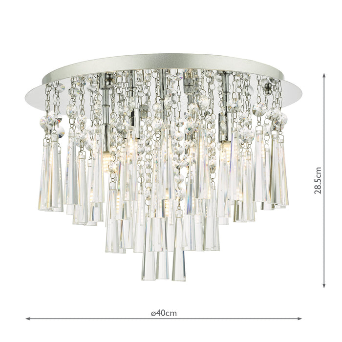 Dar Lighting Iclyn 5 Light Flush Polished Chrome Crystal • ICL5450