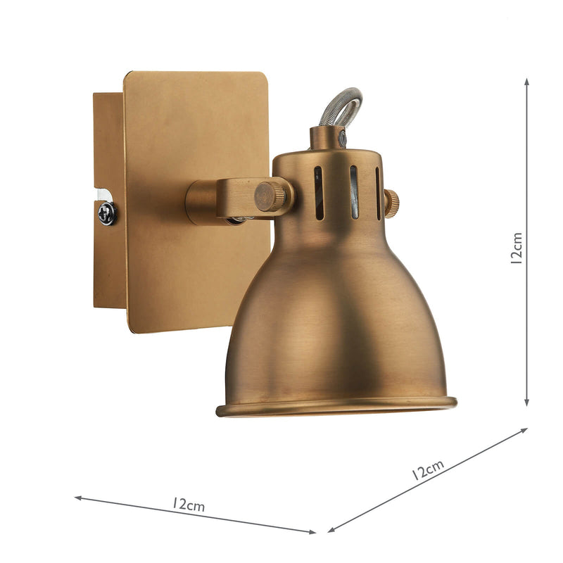 Dar Lighting Idaho Single Wall Spotlight Natural Brass • IDA0775