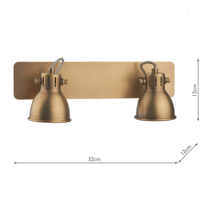 Dar Lighting Idaho 2 Light Wall Spotlight Natural Brass • IDA7775