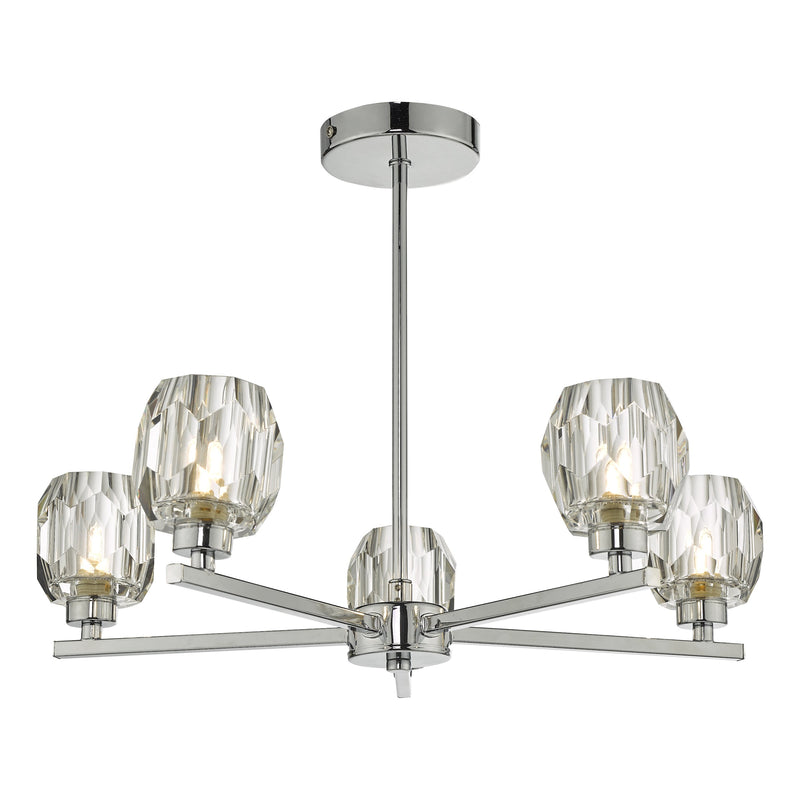 Dar Lighting Idina 5 Light Semi Flush Polished Chrome • IDI5450