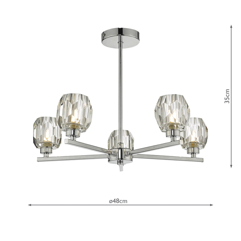 Dar Lighting Idina 5 Light Semi Flush Polished Chrome • IDI5450