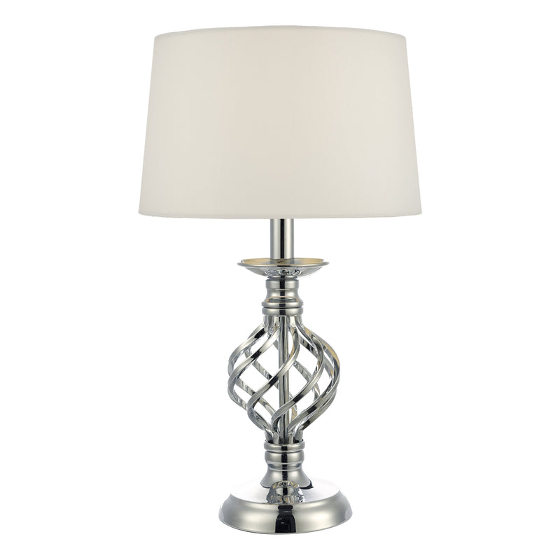 Dar Lighting Iffley Touch Table Lamp Polished Chrome Twist Cage Base With Shade - Small • IFF4150