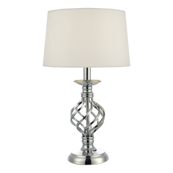 Dar Lighting Iffley Touch Table Lamp Polished Chrome Twist Cage Base With Shade - Small • IFF4150