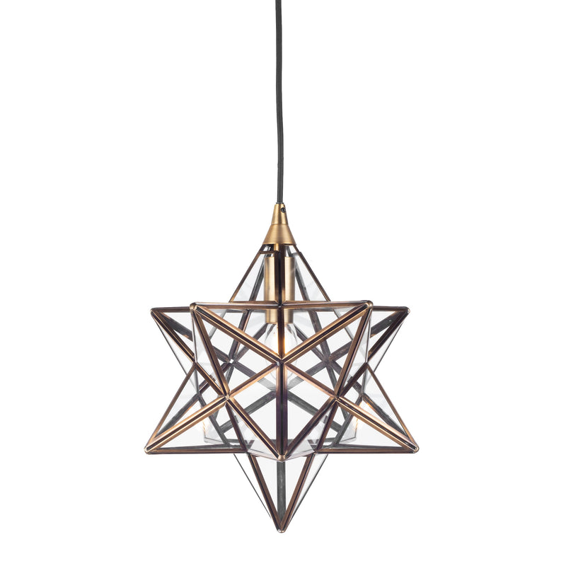 Dar Lighting Ilario Small Star Pendant Antique Brass Glass • ILA0175