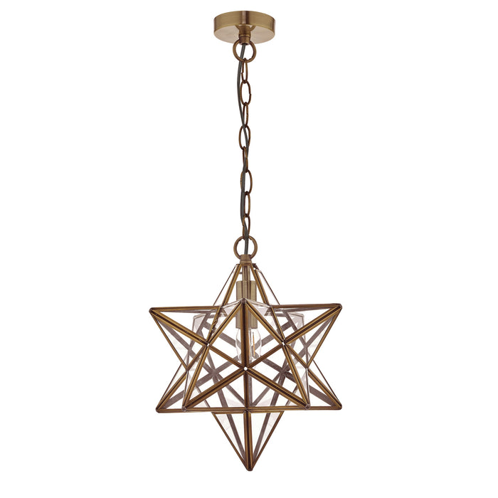 Dar Lighting Ilario Large Star Pendant Antique Brass & Glass • ILA8675