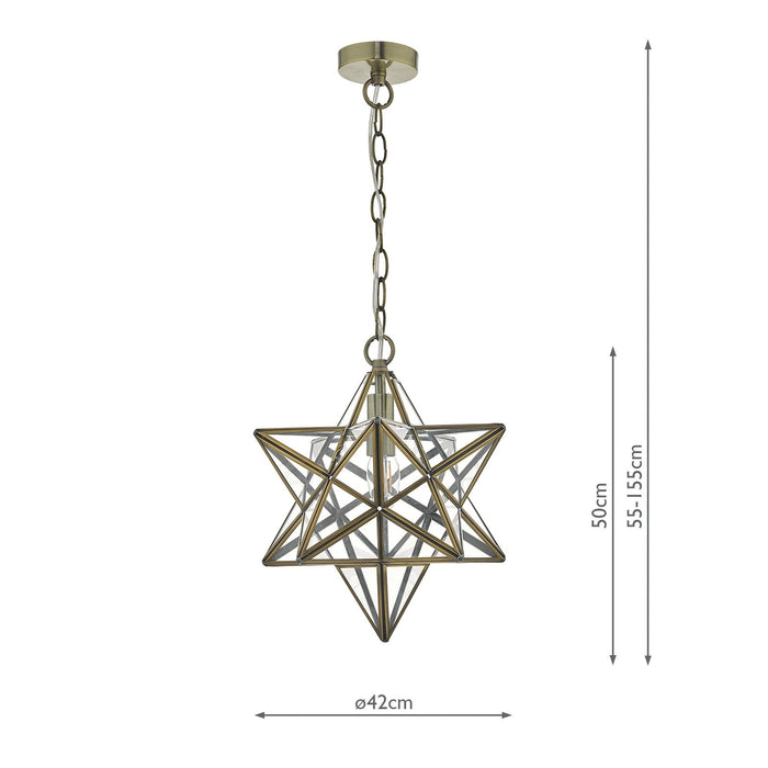 Dar Lighting Ilario Large Star Pendant Antique Brass & Glass • ILA8675