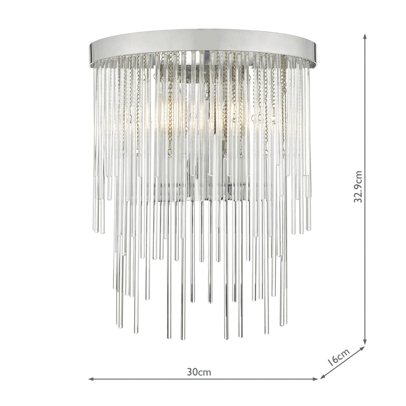 Dar Lighting Isla 2 Light Wall Light Polished Chrome And Clear Glass • ISL0950