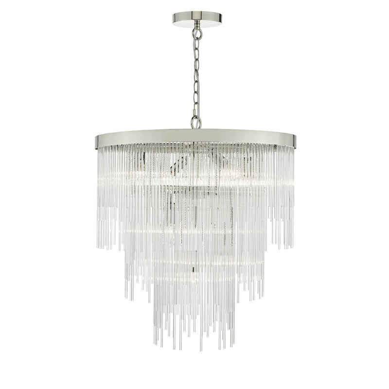 Dar Lighting Isla 7lt Pendant Polished Chrome & Clear Glass Rods • ISL3450