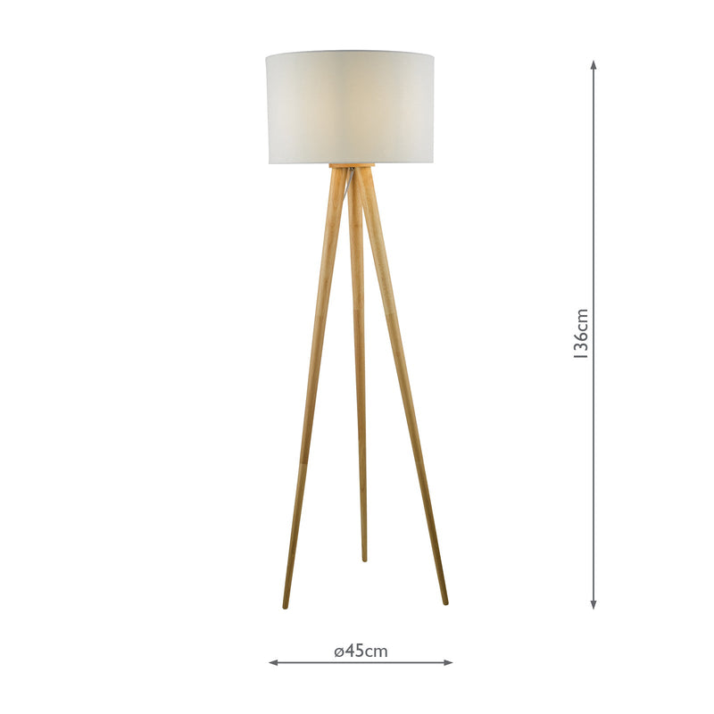 Dar Lighting Ivor Tripod Floor Lamp Light Oak Base Only • IVO4943