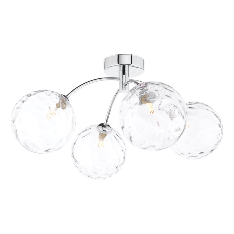 Dar Lighting Izzy 4 Light Semi Flush Polished Chrome Clear Dimpled 150mm Glass • IZZ0450-12
