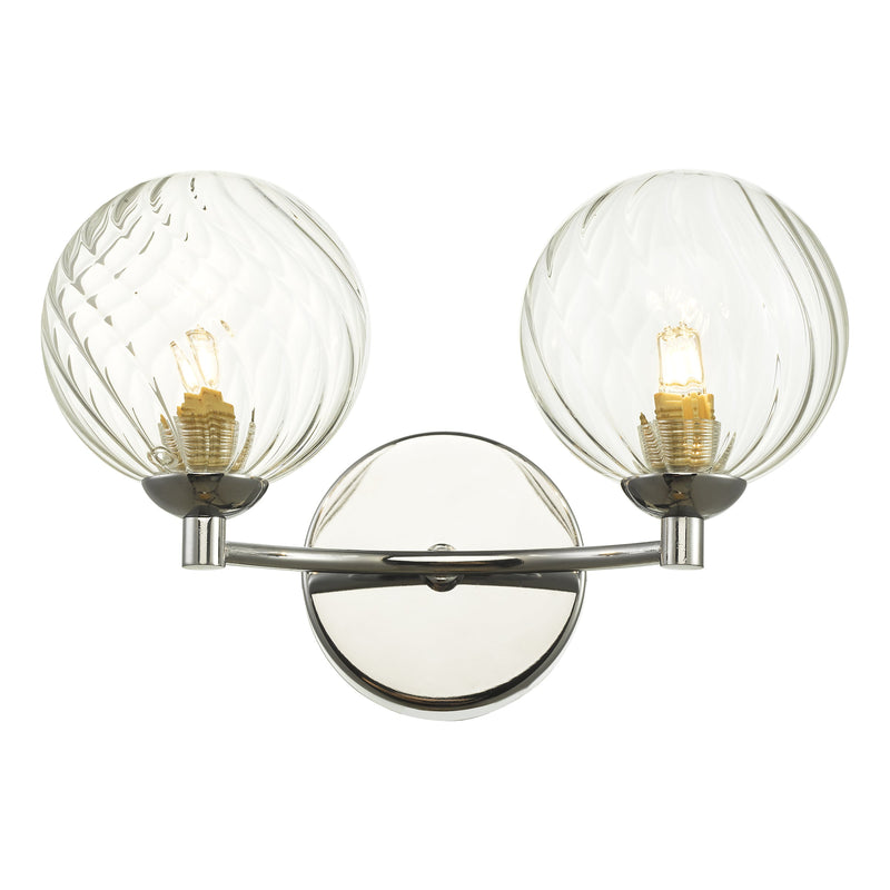 Dar Lighting Izzy 2 Light Wall Light Polished Chrome Twisted Glass • IZZ0950-03