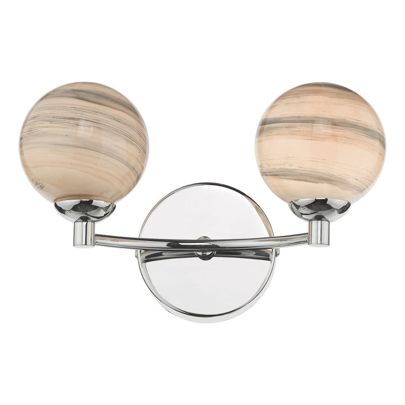 Dar Lighting Izzy 2 Light Wall Light Polished Chrome Planet Glass • IZZ0950-07