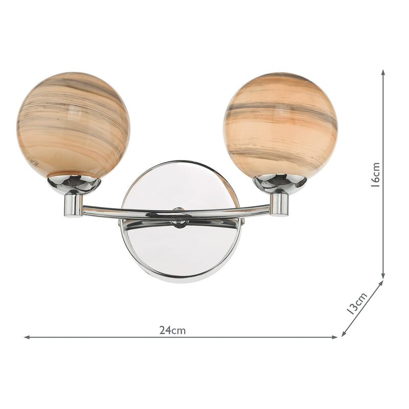 Dar Lighting Izzy 2 Light Wall Light Polished Chrome Planet Glass • IZZ0950-07