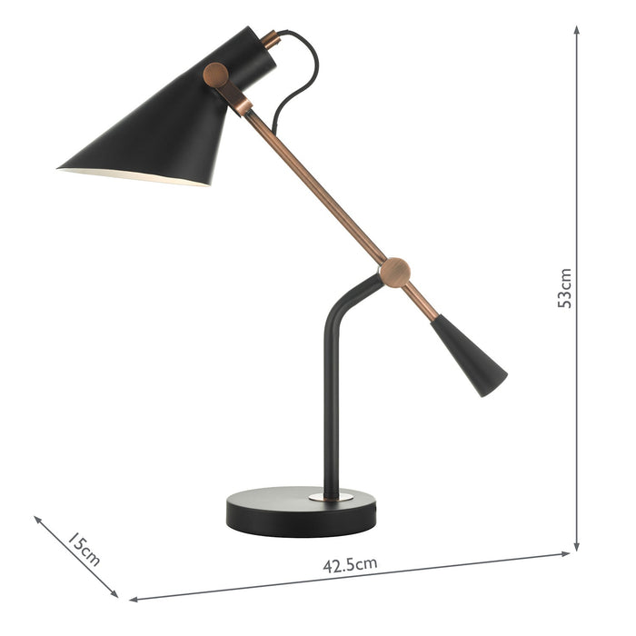 Dar Lighting Jack Task Table Lamp Black Antique Copper • JAC4064