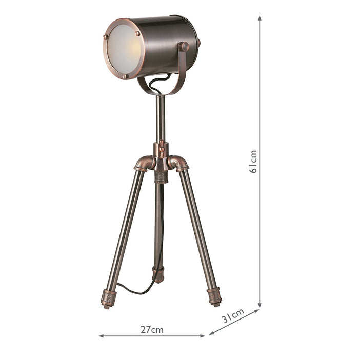 Dar Lighting Jake Task Table Lamp Antique Silver And Copper • JAK4021