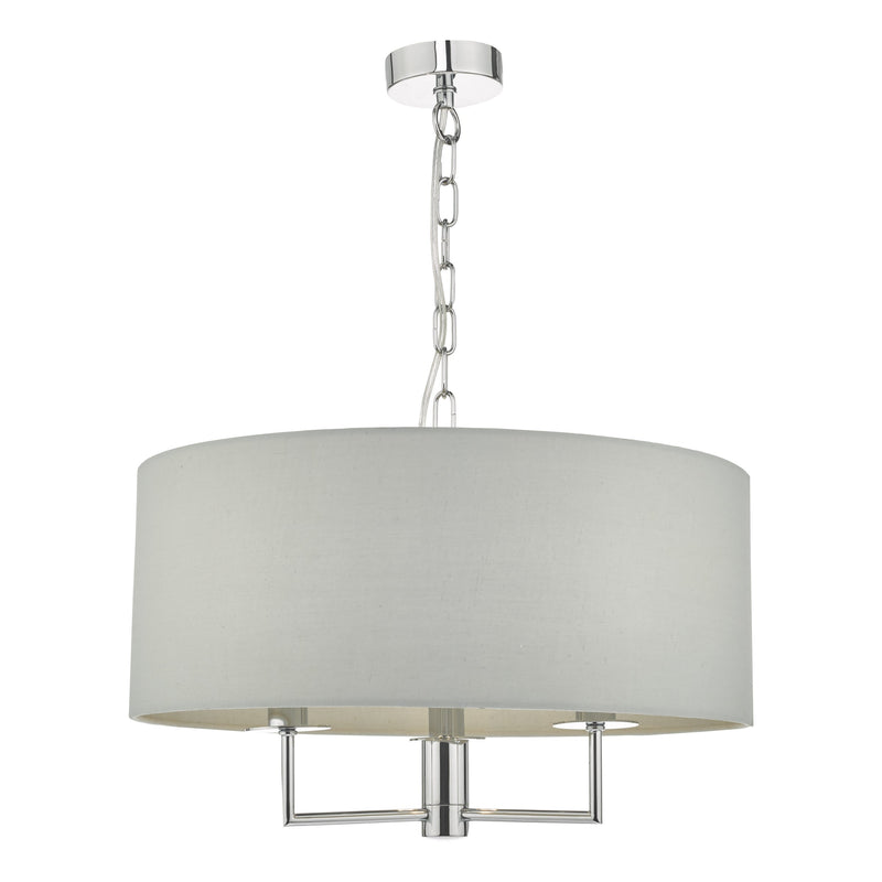 Dar Lighting Jamelia 3 Light Pendant Polished Chrome & Grey • JAM0339