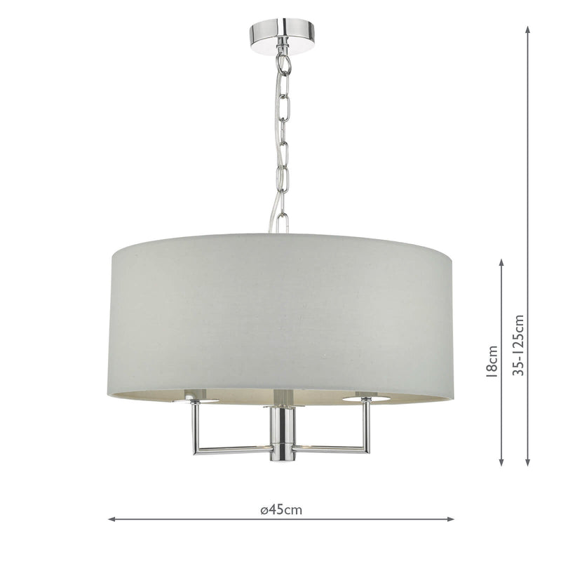 Dar Lighting Jamelia 3 Light Pendant Polished Chrome & Grey • JAM0339