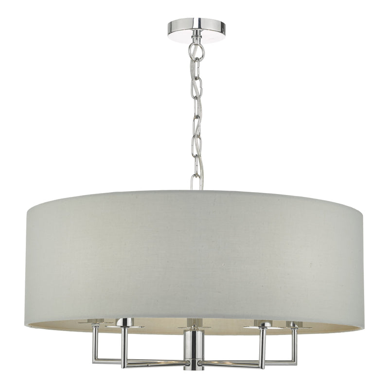 Dar Lighting Jamelia 5lt Pendant Polished Chrome & Grey • JAM0539