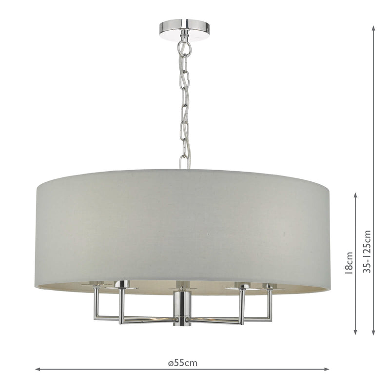 Dar Lighting Jamelia 5lt Pendant Polished Chrome & Grey • JAM0539