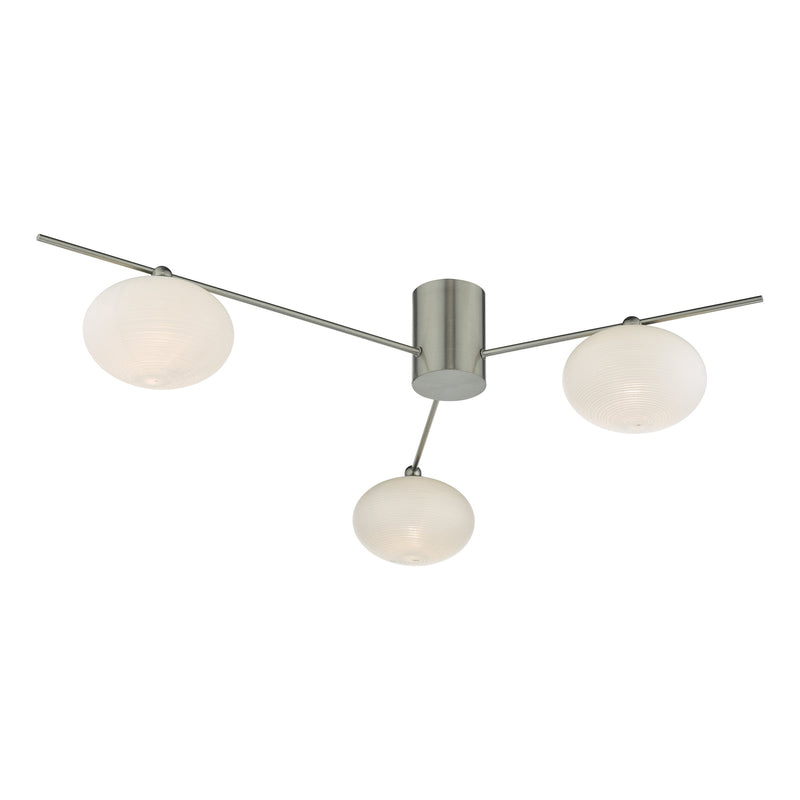 Dar Lighting Jasper 3 Light Semi Flush Satin Nickel Opal glass • JAS5346