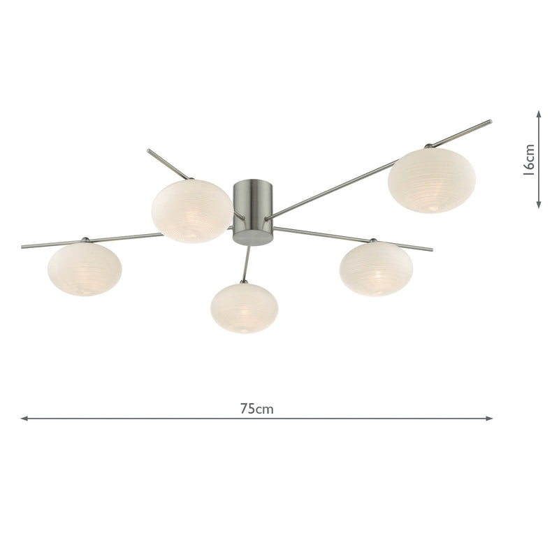 Dar Lighting Jasper 5 Light Semi Flush Satin Nickel • JAS5446