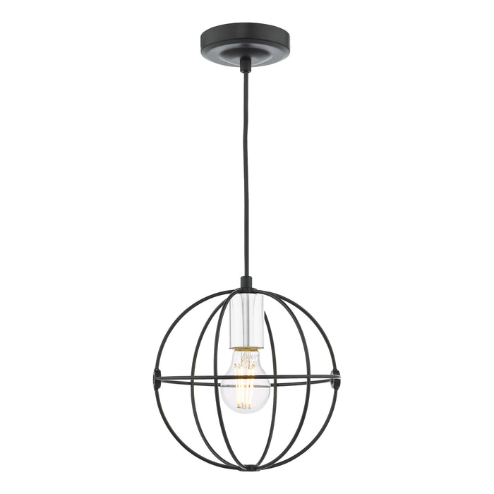 Dar Lighting Javari 1 Light Pendant Matt Black/Polished Chrome • JAV0150