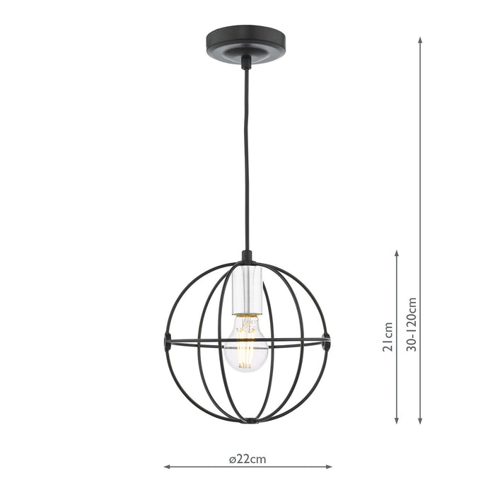 Dar Lighting Javari 1 Light Pendant Matt Black/Polished Chrome • JAV0150