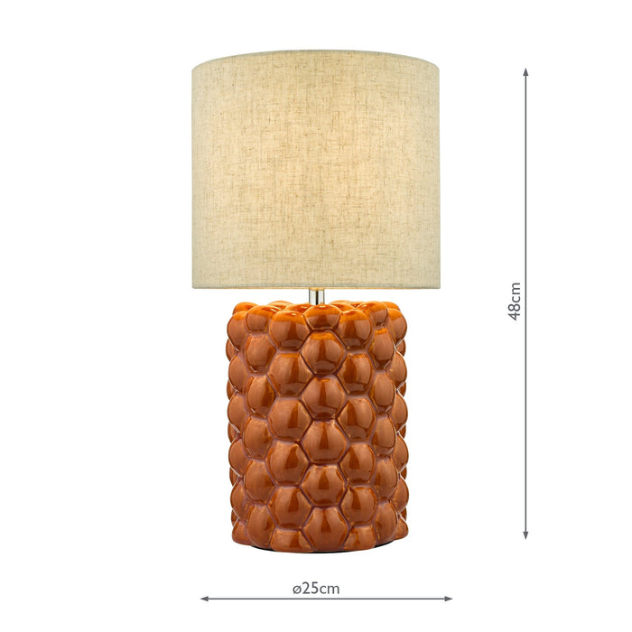 Dar Lighting Jayden Table Lamp Orange Glaze With Shade • JAY4211