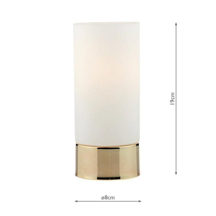 Dar Lighting Jot Touch Table Lamp Gold Opal Glass • JOT4035