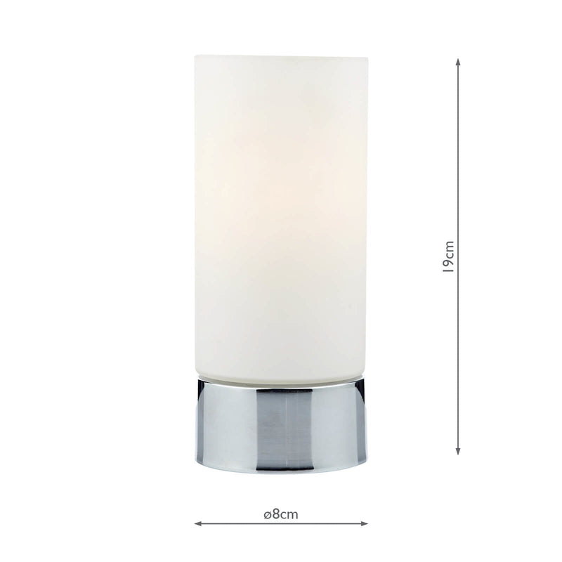 Dar Lighting Jot Touch Table Lamp Polished Chrome Opal Glass • JOT4050