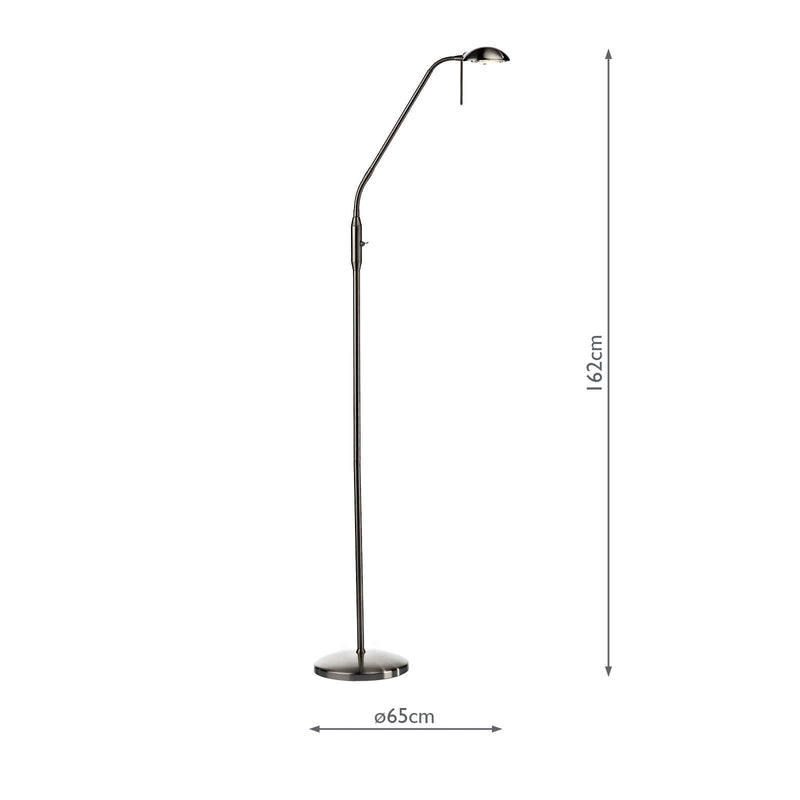 Dar Lighting Journal Task Floor Light Satin Chrome • JOU5546