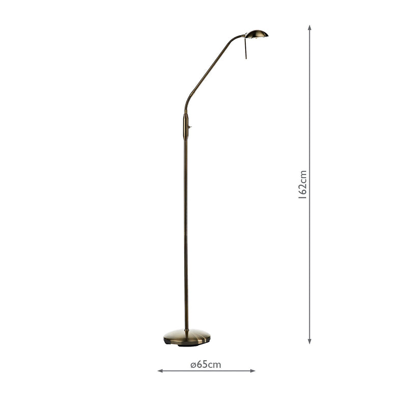 Dar Lighting Journal Task Floor Lamp Antique Brass • JOU5575