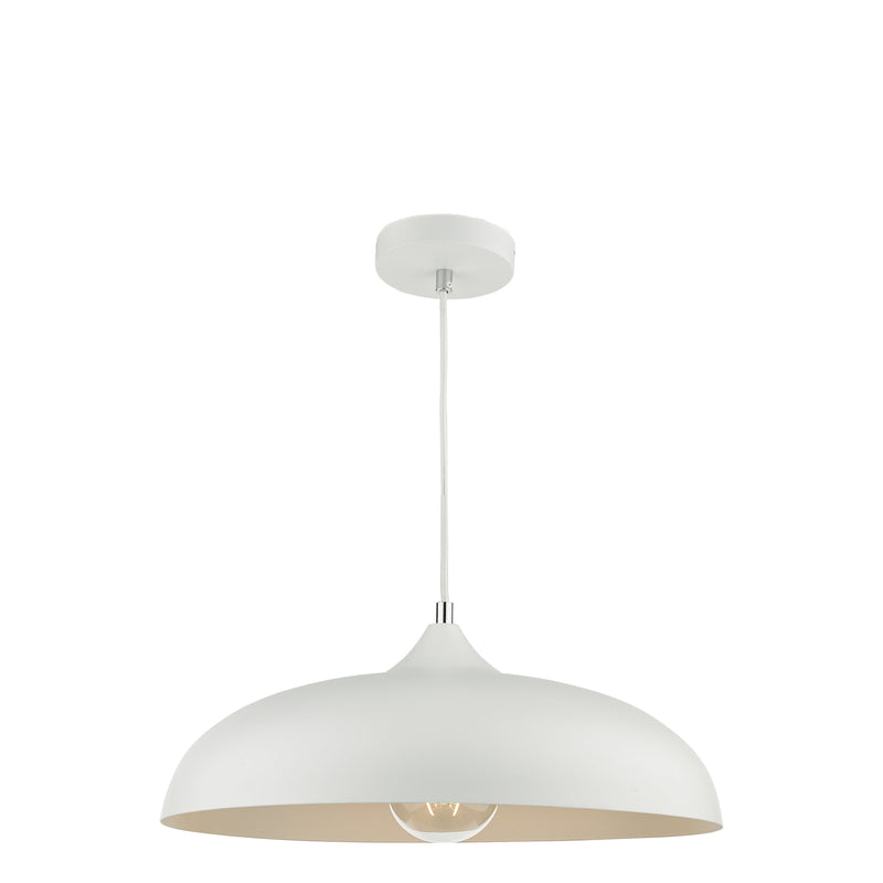 Dar Lighting Kaelan 1 Light Single Pendant White • KAE012