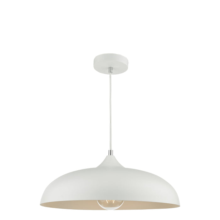 Dar Lighting Kaelan 1 Light Single Pendant White • KAE012