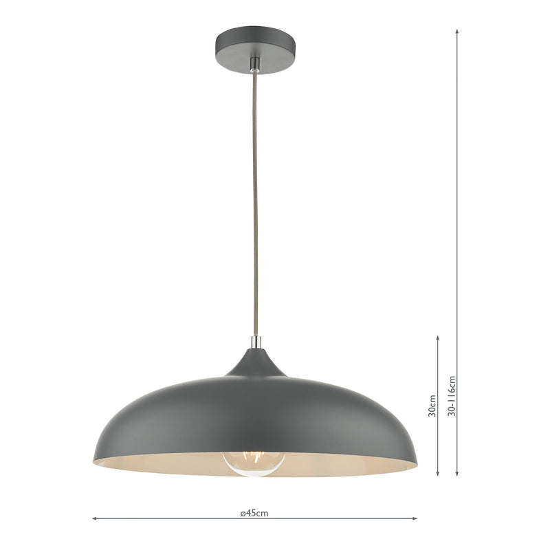 Dar Lighting Kaelan 1 Light Single Pendant Graphite • KAE0137