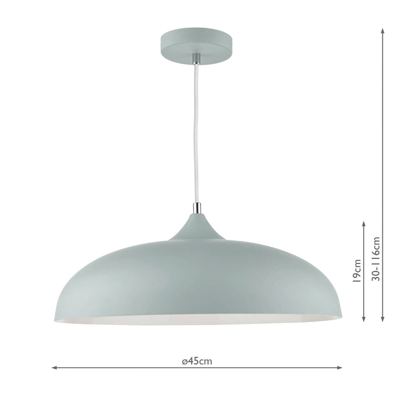 Dar Lighting Kaelan 1 Light Pendant Soft Matt Grey • KAE0139