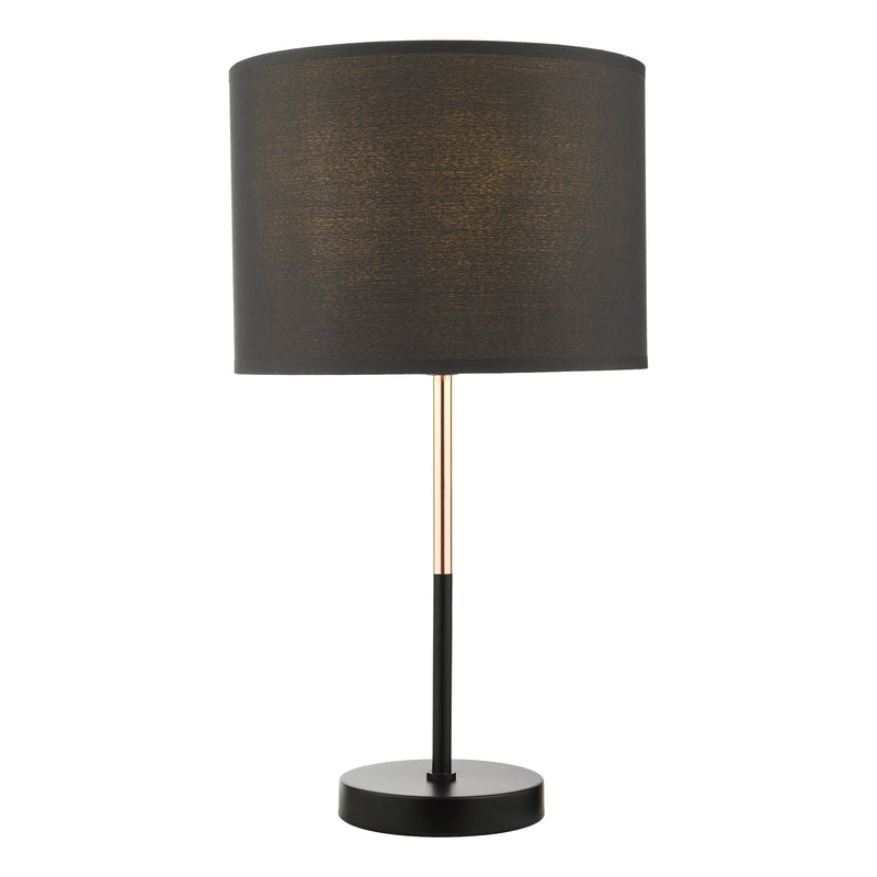 Dar Lighting Kelso Table Lamp Matt Black Polished Copper With Shade • KEL4264