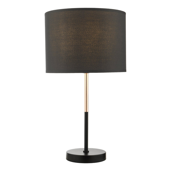 Dar Lighting Kelso Table Lamp Matt Black Polished Copper With Shade • KEL4264