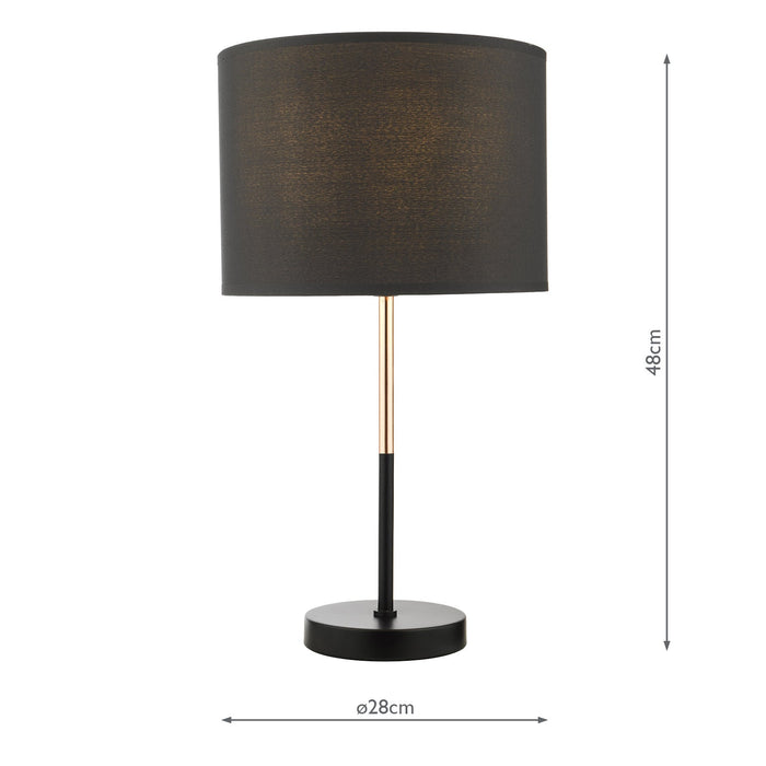 Dar Lighting Kelso Table Lamp Matt Black Polished Copper With Shade • KEL4264