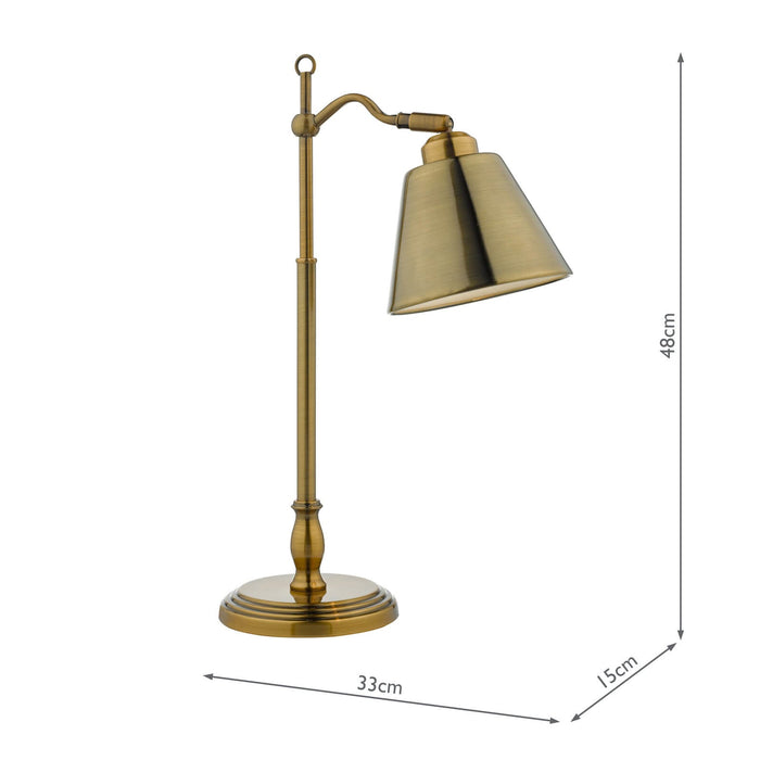 Dar Lighting Kempten Task Table Lamp Antique Brass • KEM4175