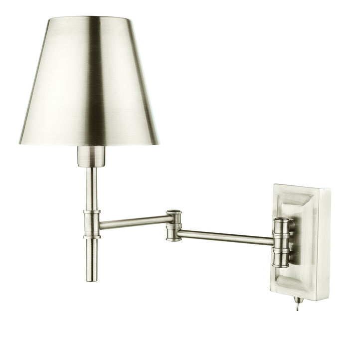 Dar Lighting Kensington 1 Light Swing Arm Wall Light Polished Nickel • KEN0738